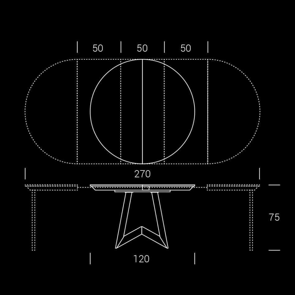 طاولة طعام مستديرة قابلة للتمديد حتى 270 سم من السيراميك صنع في إيطاليا - موشيو Viadurini