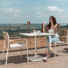طاولة مربعة 80×80 سم خارجية مصنوعة من الألومنيوم البيج - ألفريسكو Viadurini
