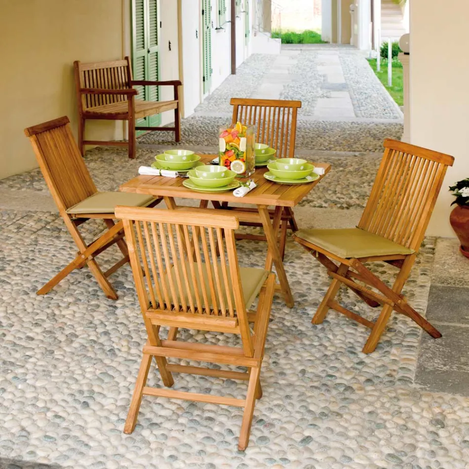 طاولة حديقة مربعة 80×80 سم مصنوعة من خشب الساج - أميكو Viadurini