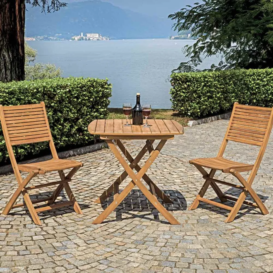 طاولة خارجية مربعة مصنوعة من خشب الأكاسيا - غروب الشمس Viadurini