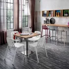 طاولة مربعة من الفولاذ المقاوم للصدأ HPL ساتان، مصنوعة في إيطاليا - عدسة Viadurini