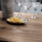 طاولة مربعة من الفولاذ المقاوم للصدأ HPL ساتان معدني صنع في إيطاليا - عدسة Viadurini