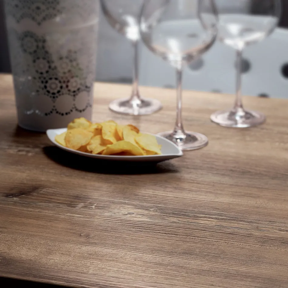 طاولة مربعة من الفولاذ المقاوم للصدأ HPL ساتان معدني صنع في إيطاليا - عدسة Viadurini