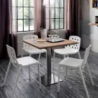 طاولة مربعة من الفولاذ المقاوم للصدأ HPL ساتان، مصنوعة في إيطاليا - عدسة Viadurini