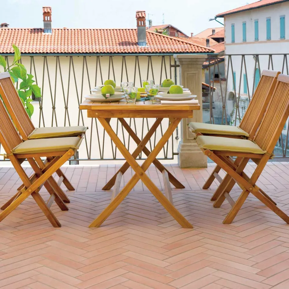 طاولة حديقة مستطيلة 120×70 سم مصنوعة من خشب الساج - ألبا Viadurini