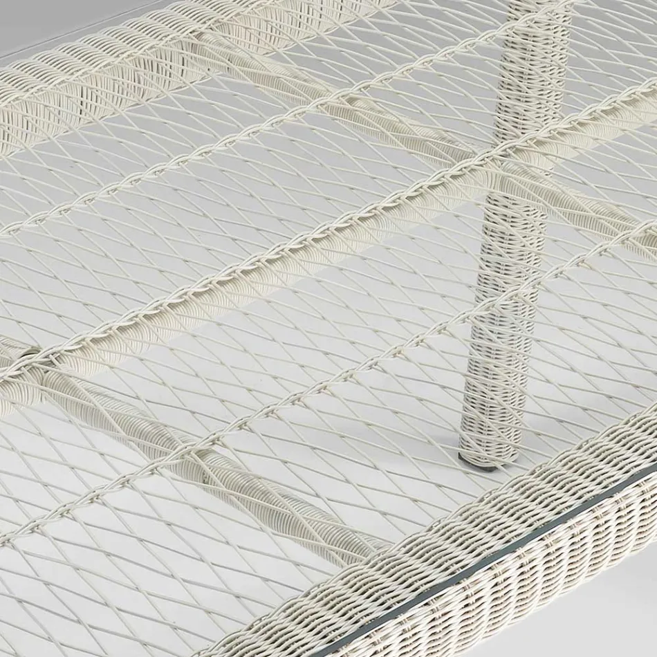 طاولة خارجية مستطيلة من البولي راتان والزجاج - جيجي Viadurini