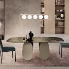 طاولة مستطيلة بظهر زجاجي مطروق مطلي بالفضة، صنع في إيطاليا - ألمو Viadurini