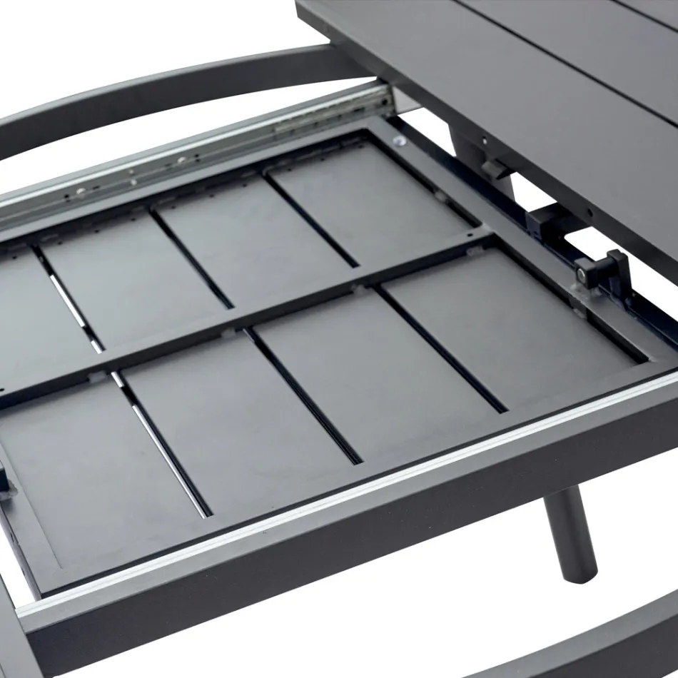 طاولة مستديرة قابلة للتمديد من الألومنيوم الرمادي (170 سم) - ريفارا Viadurini