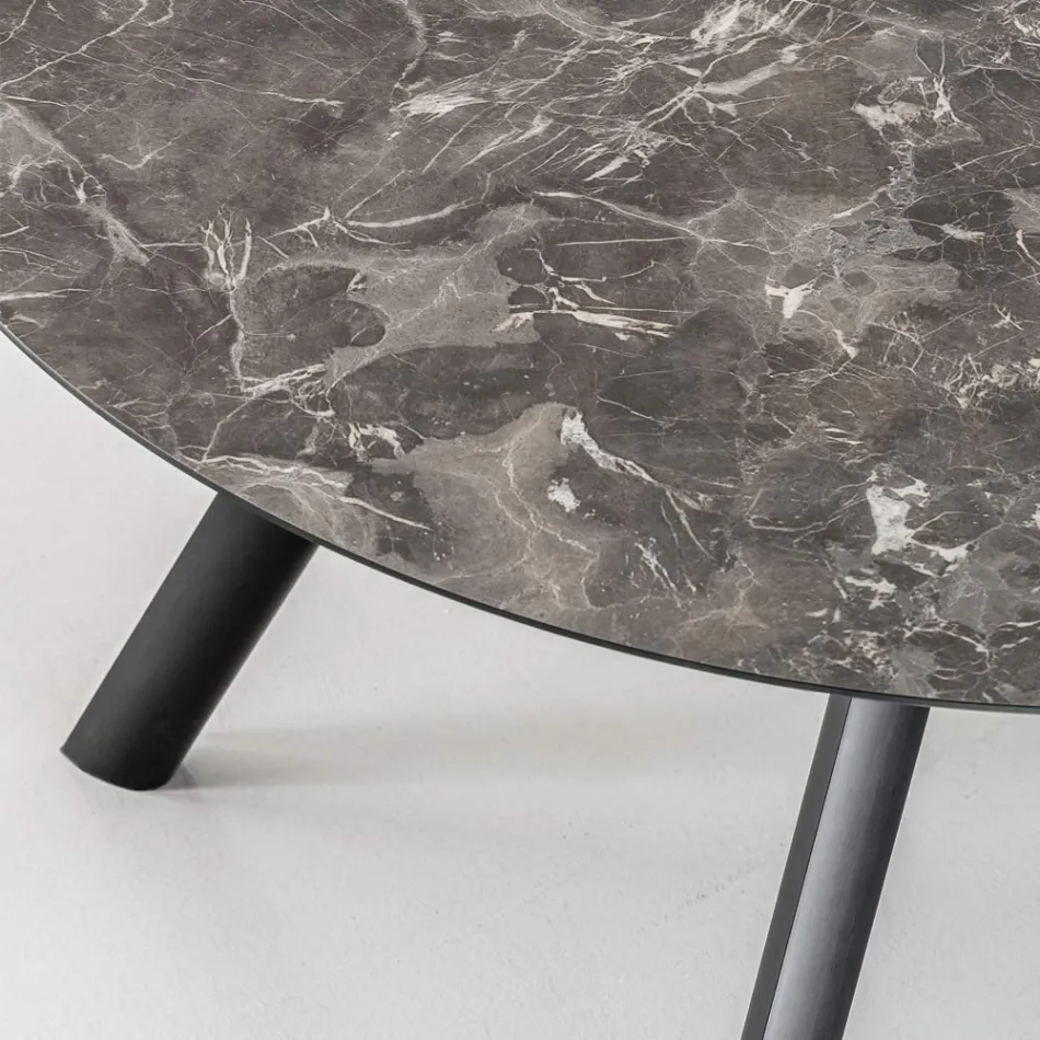 طاولة مستديرة قابلة للتمديد حتى ١٧٠ سم من ألواح HPL الطبقية - كونفيفيو Viadurini