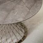 طاولة مستديرة قابلة للتمديد حتى 170 سم مصنوعة من المعدن واللوح عالي الكثافة - سوريسو Viadurini