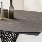 طاولة مستديرة قابلة للتمديد حتى 170 سم مصنوعة من المعدن واللوح عالي الكثافة - سوريسو Viadurini