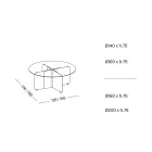طاولة مستديرة بسطح زجاجي شفاف للغاية وقاعدة بلون الشمبانيا - بياسيري Viadurini
