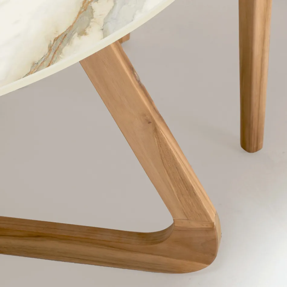 طاولة سيراميك خارجية مستديرة من كالكوتا هيرميتاج، صنع في إيطاليا - بيجاسو Viadurini