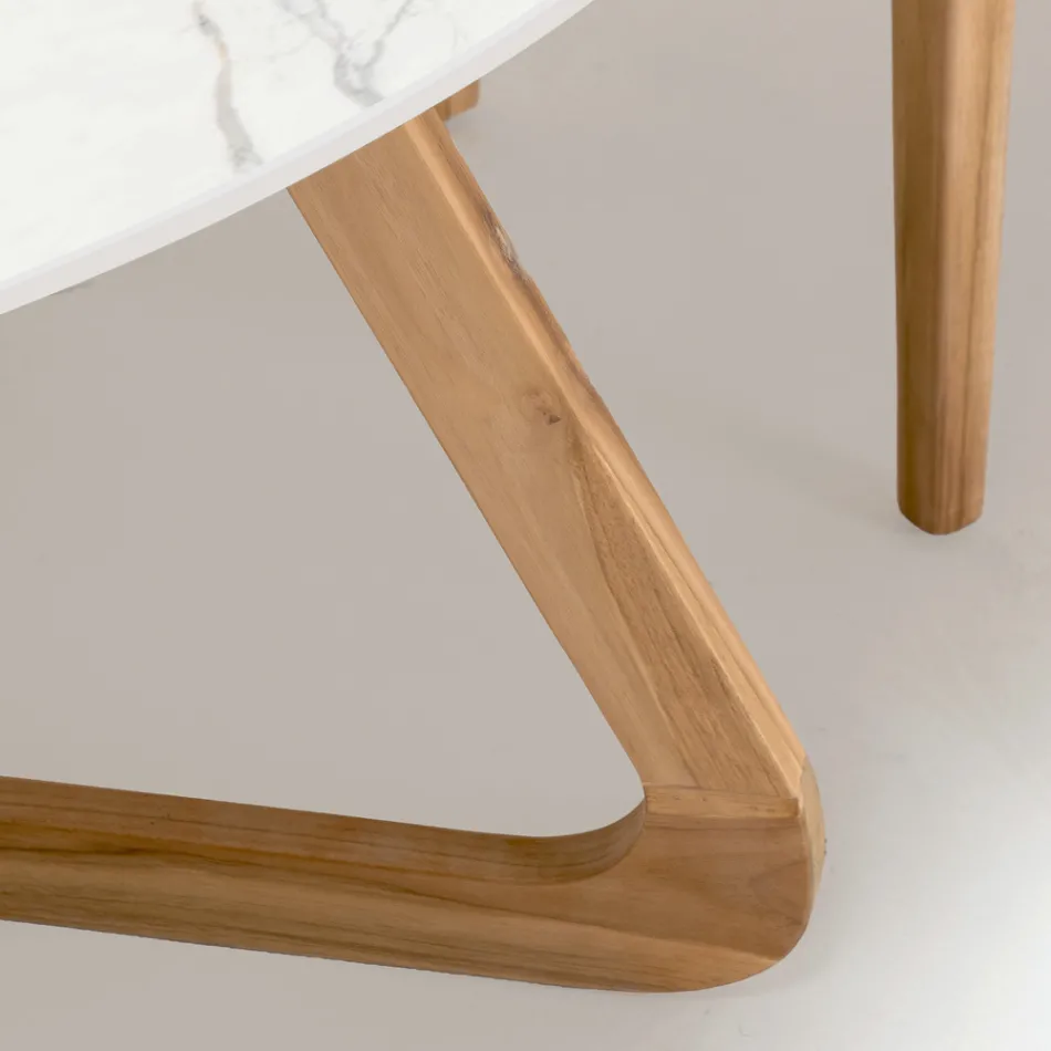 طاولة خارجية مستديرة من سيراميك كالاكاتا أورو، صنع في إيطاليا - بيجاسو Viadurini