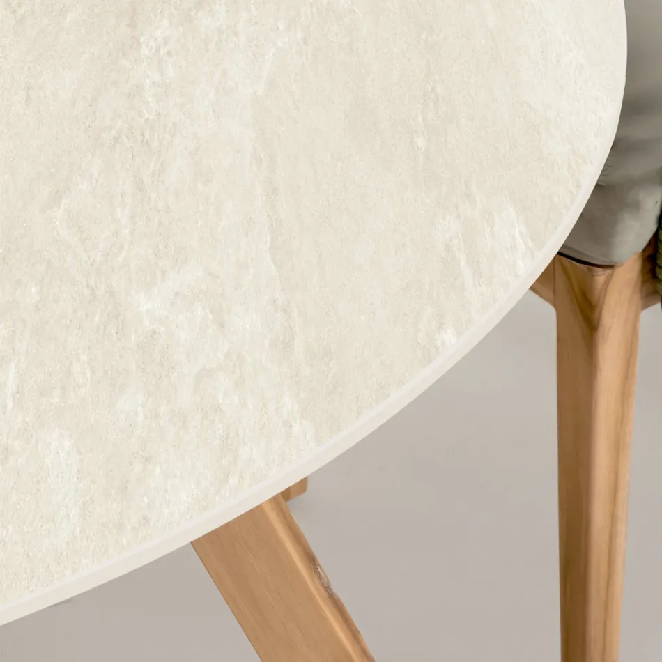 طاولة خارجية مستديرة من سيراميك كيانكا من أوستوني، صنع في إيطاليا - بيجاسو Viadurini