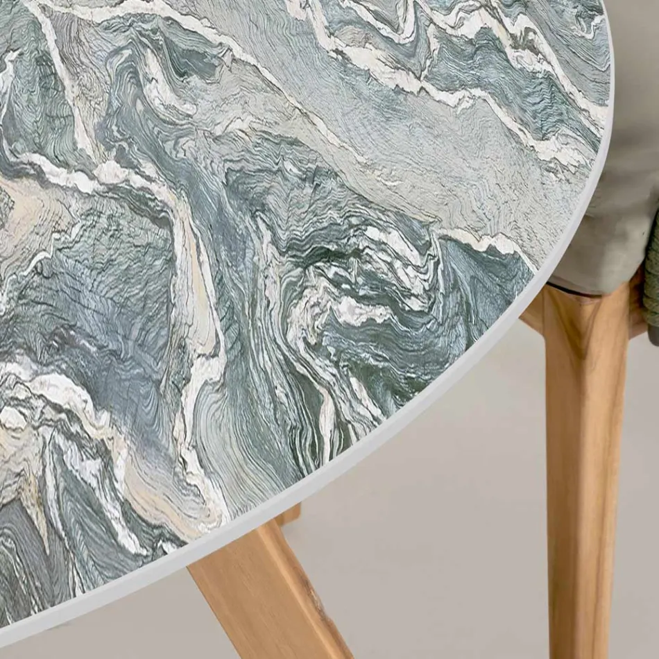 طاولة خارجية مستديرة مصنوعة من سيراميك سيبروس الأيقوني في إيطاليا - بيجاسو Viadurini