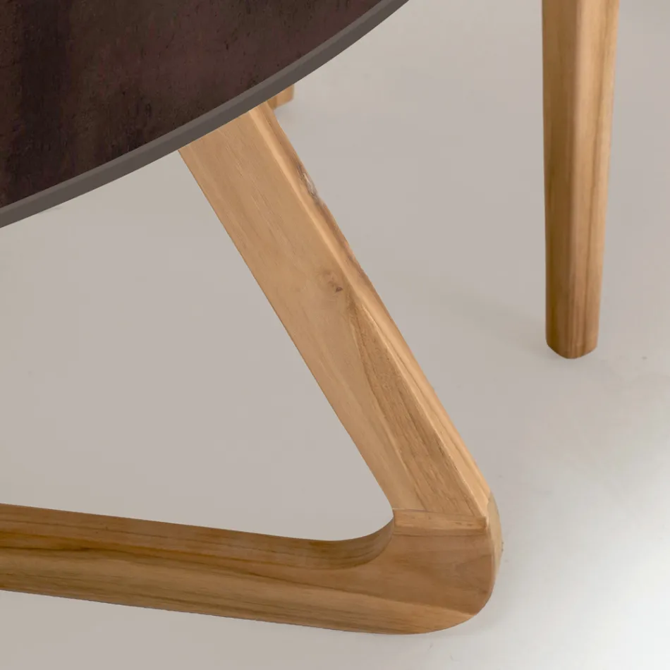 طاولة خارجية مستديرة مصنوعة من سيراميك كورتن المعدني، صنع في إيطاليا - بيجاسو Viadurini