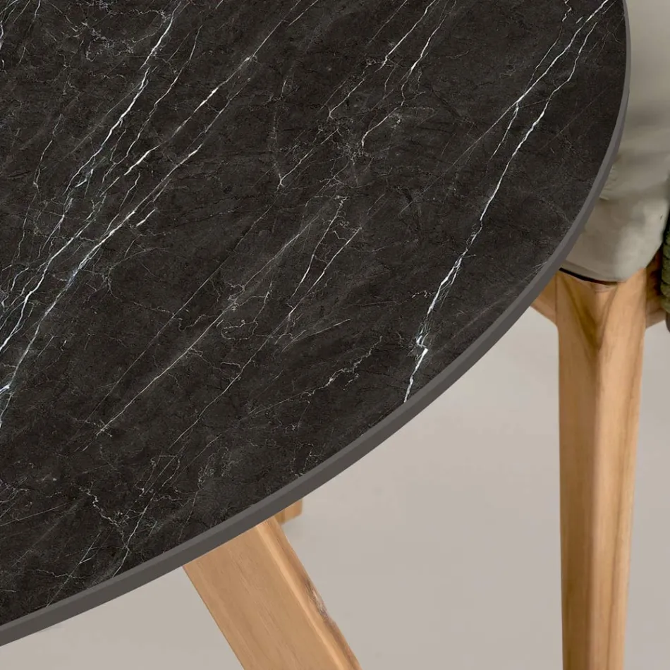 طاولة خارجية مستديرة من سيراميك ماركينيا الأسود، صنع في إيطاليا - بيجاسو Viadurini