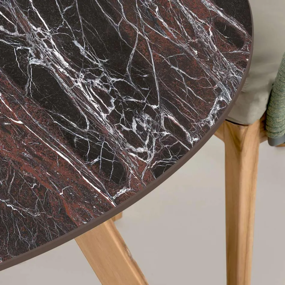 طاولة خارجية مستديرة من السيراميك الأحمر من دوموس، صنع في إيطاليا - بيجاسو Viadurini