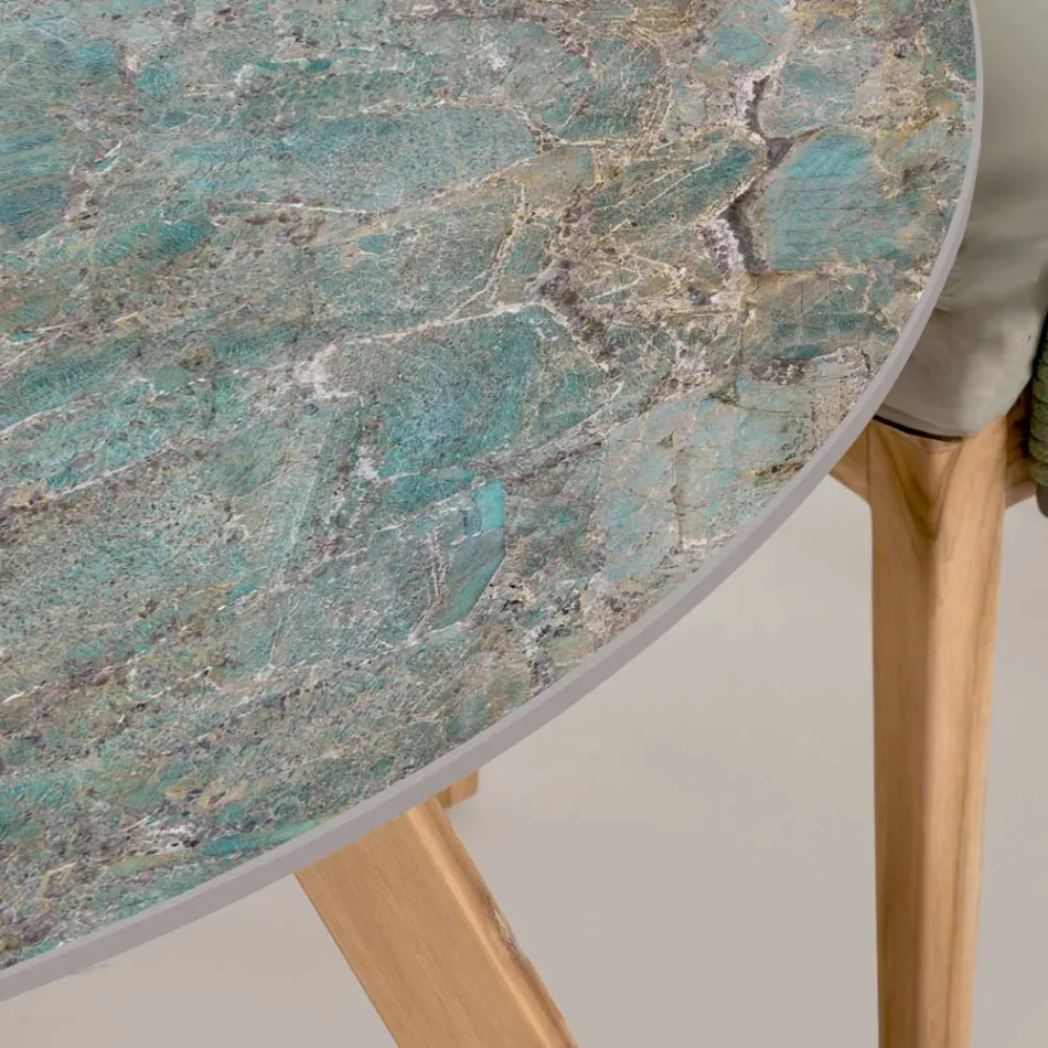 طاولة سيراميك خارجية مستديرة سانتوس مصنوعة في إيطاليا - بيجاسو Viadurini