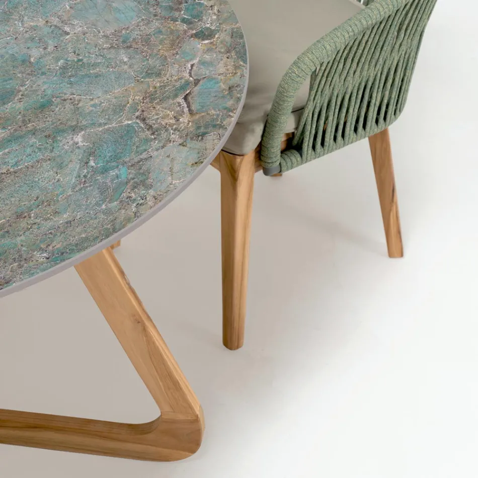 طاولة سيراميك خارجية مستديرة سانتوس مصنوعة في إيطاليا - بيجاسو Viadurini