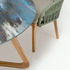 طاولة سيراميك خارجية دائرية من Thunderstorm مصنوعة في إيطاليا - Pegaso Viadurini