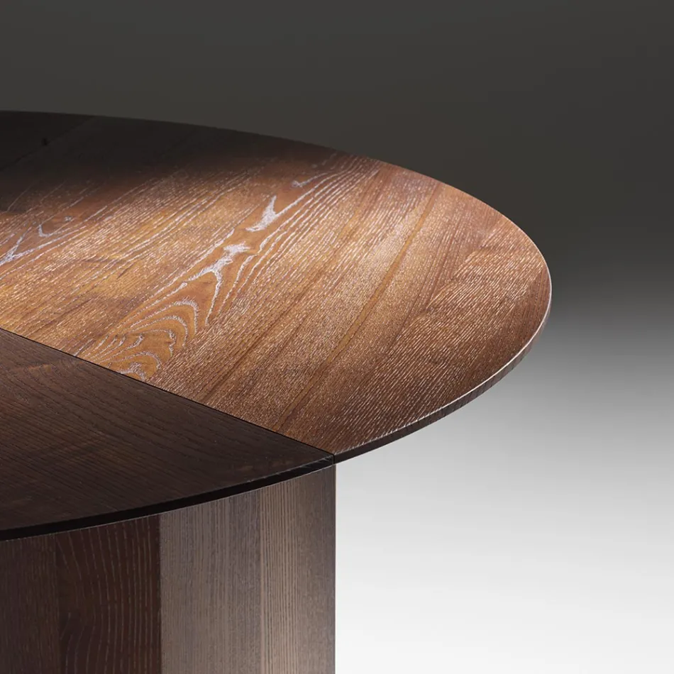 طاولة طعام مستديرة من خشب رقائقي بقشرة خشب الدردار - ليبرا Viadurini