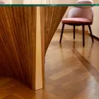 طاولة مستديرة بتصميم من الزجاج والرماد المدهون، صنعت في إيطاليا - مدام Viadurini