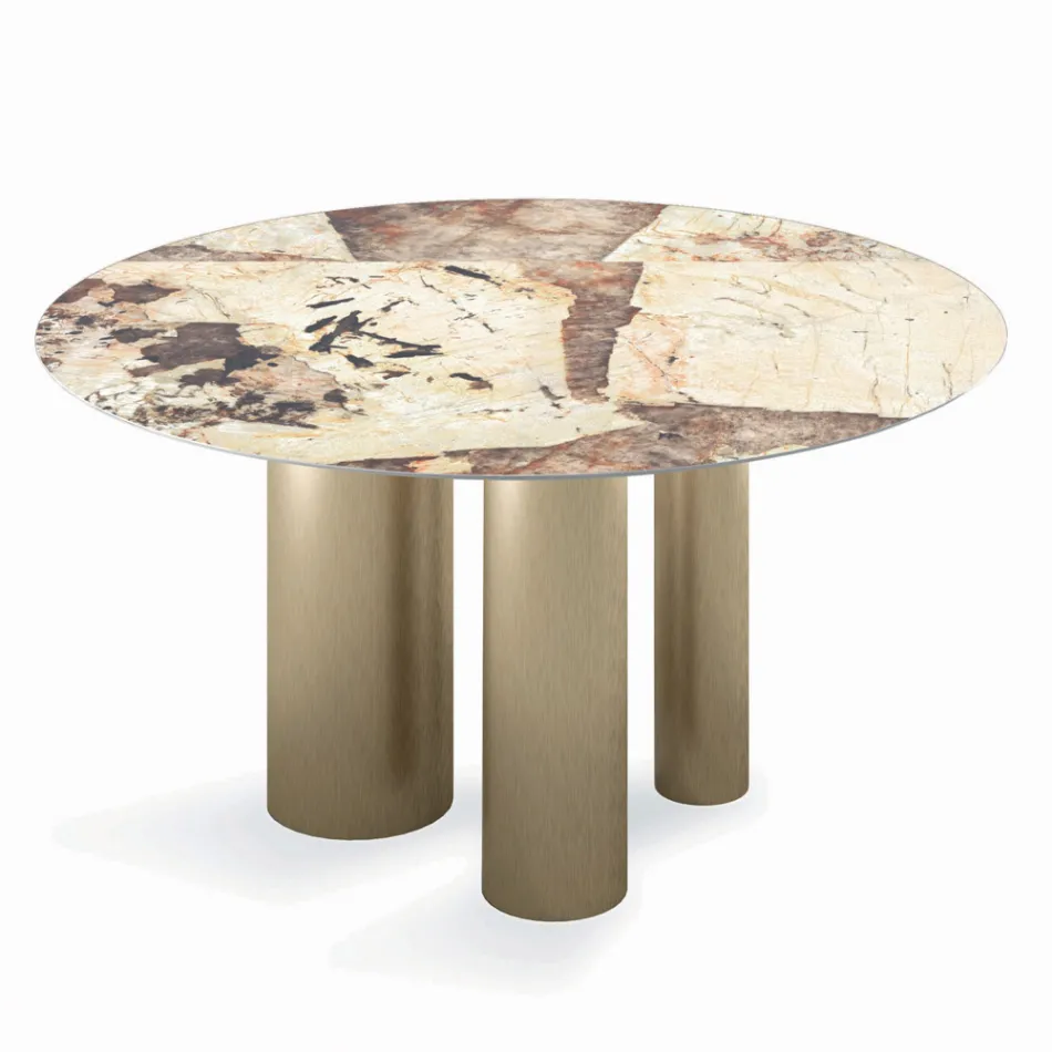 طاولة مستديرة ثابتة بسطح سيراميكي صنع في إيطاليا - مقص Viadurini