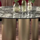 طاولة مستديرة ثابتة بسطح سيراميكي صنع في إيطاليا - مقص Viadurini