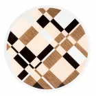 طاولة مودينو المستديرة ذات السطح الزجاجي وتطعيمات خشب أوزي Viadurini