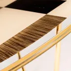 طاولة مودينو المستديرة ذات السطح الزجاجي وتطعيمات خشب أوزي Viadurini