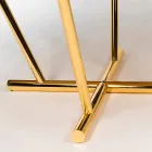 طاولة مودينو المستديرة ذات السطح الزجاجي وتطعيمات خشب أوزي Viadurini