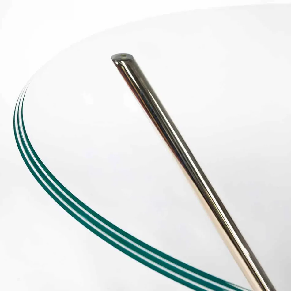 طاولة مستديرة حديثة مع سطح زجاجي وقاعدة رخامية من أديل Viadurini