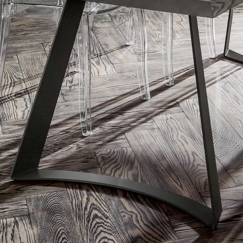 طاولة طعام بسطح من خشب البلوط منزوع اللحاء، صنع في إيطاليا - بينوكيو Viadurini