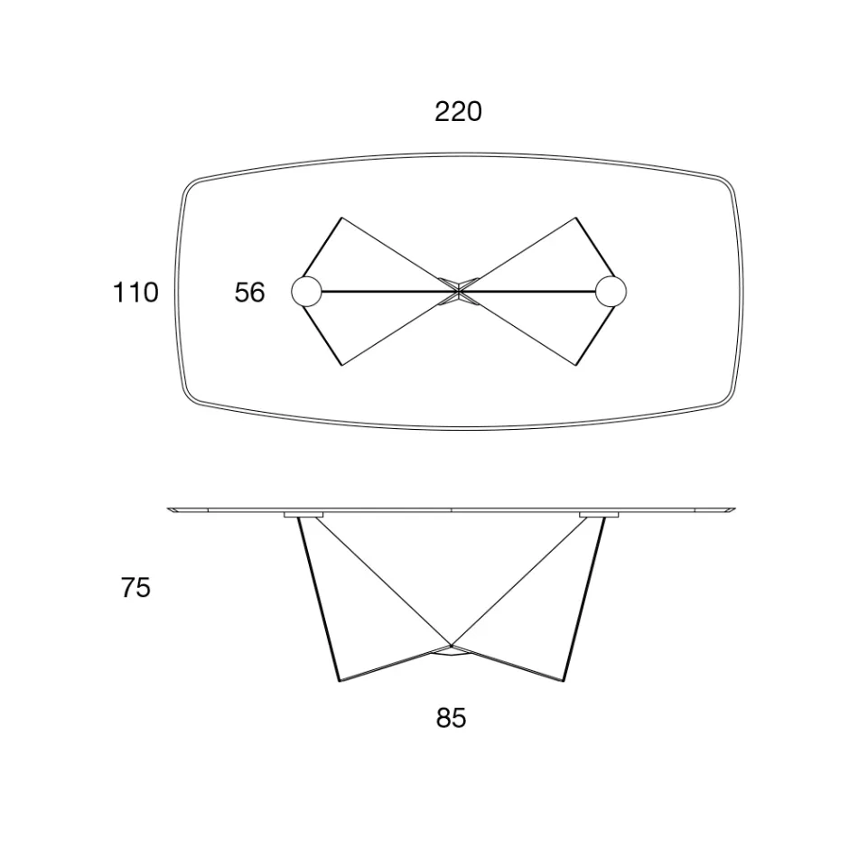 سطح طاولة طعام من السيراميك غير اللامع والأرجل المعدنية - موناكو Viadurini