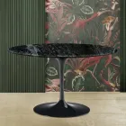 طاولة توليب إيرو سارين H 73 مع سطح دائري من الرخام الأخضر ألبي Viadurini