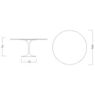 طاولة توليب إيرو سارين H 74 مع سطح دائري من الرخام الأخضر ألبي - قرمزي Viadurini