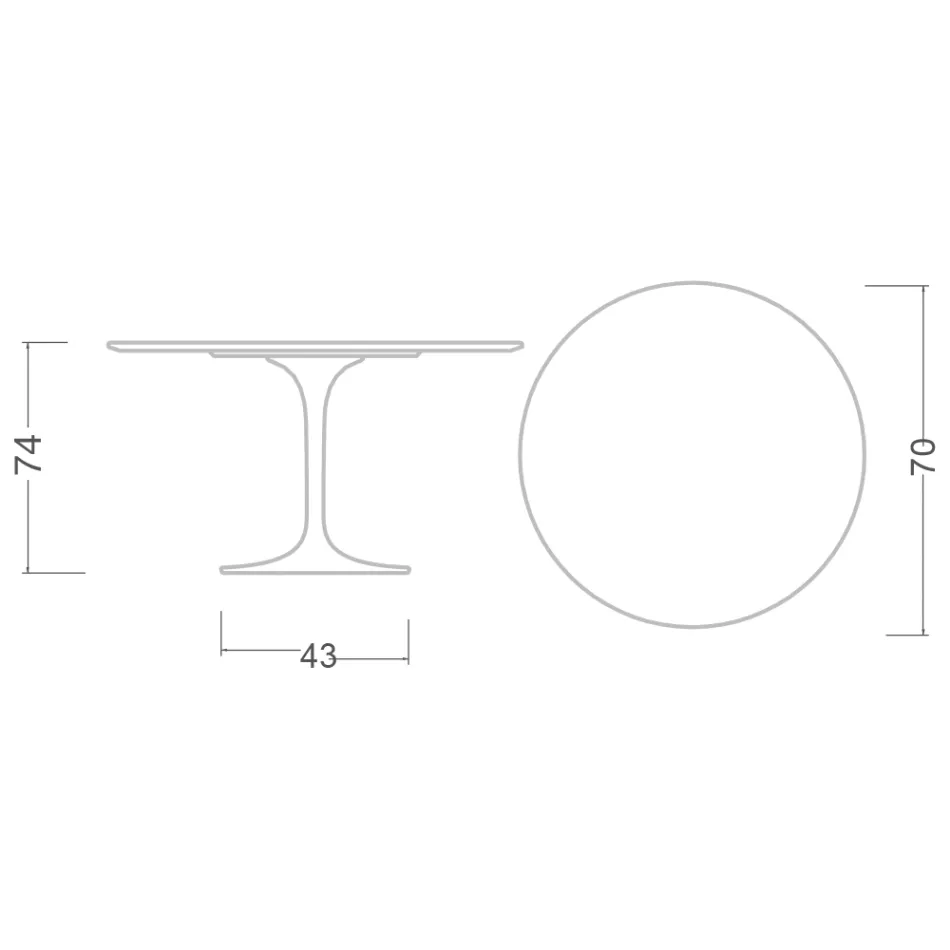 طاولة توليب من إيرو سارينن H 73 مصنوعة من سيراميك غير مرئي من إيطاليا - قرمزي Viadurini