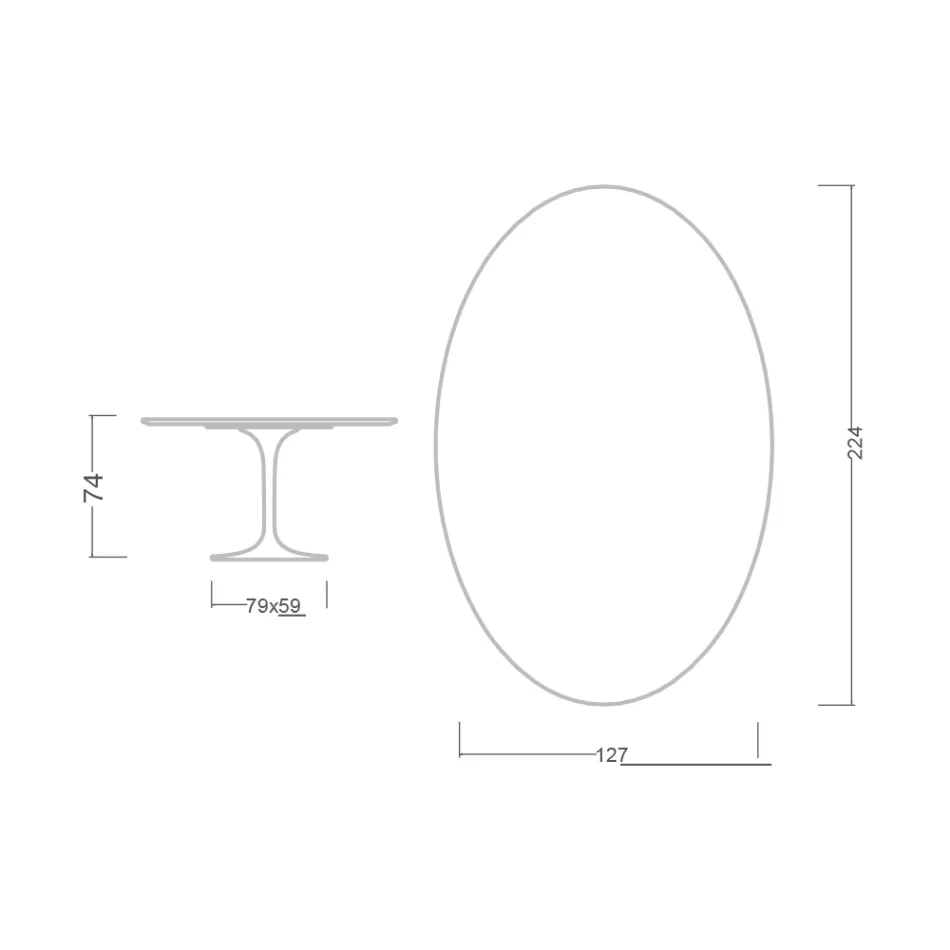 طاولة توليب إيرو سارينن H 73 بيضاوية من السيراميك إنتزو، صنع في إيطاليا - قرمزي Viadurini
