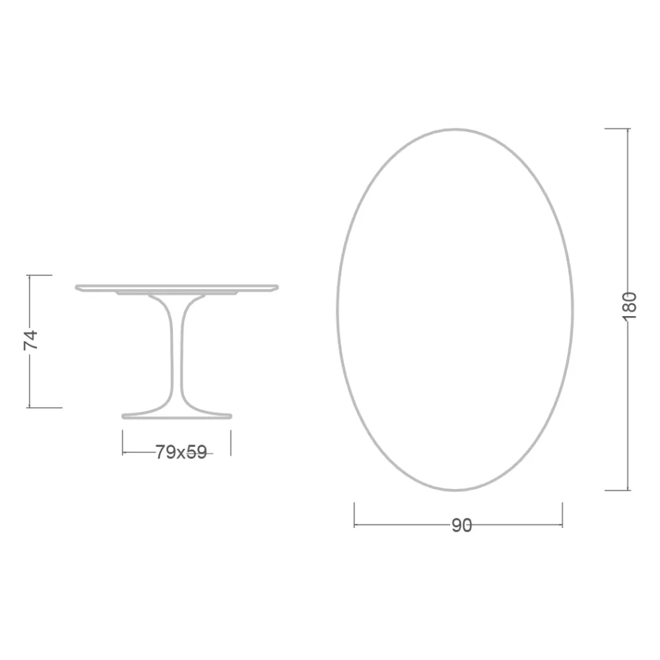 طاولة توليب إيرو سارينن H 73 بيضاوية من السيراميك كيرا مصنوعة في إيطاليا - قرمزي Viadurini