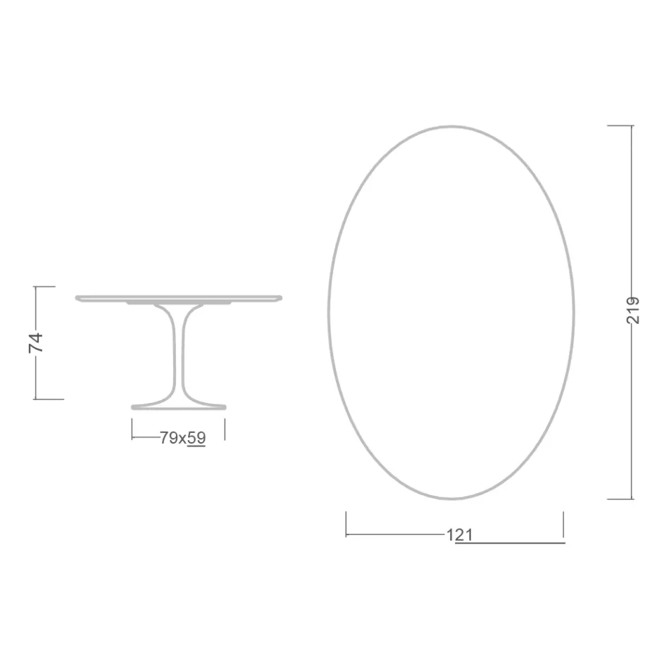 طاولة توليب إيرو سارينن H 73 بيضاوية من السيراميك مورفيوس صنع في إيطاليا - قرمزي Viadurini