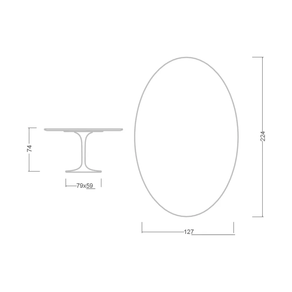 طاولة توليب إيرو سارينن H 73 بيضاوية من السيراميك الأسود الناعم مصنوعة في إيطاليا - قرمزي Viadurini
