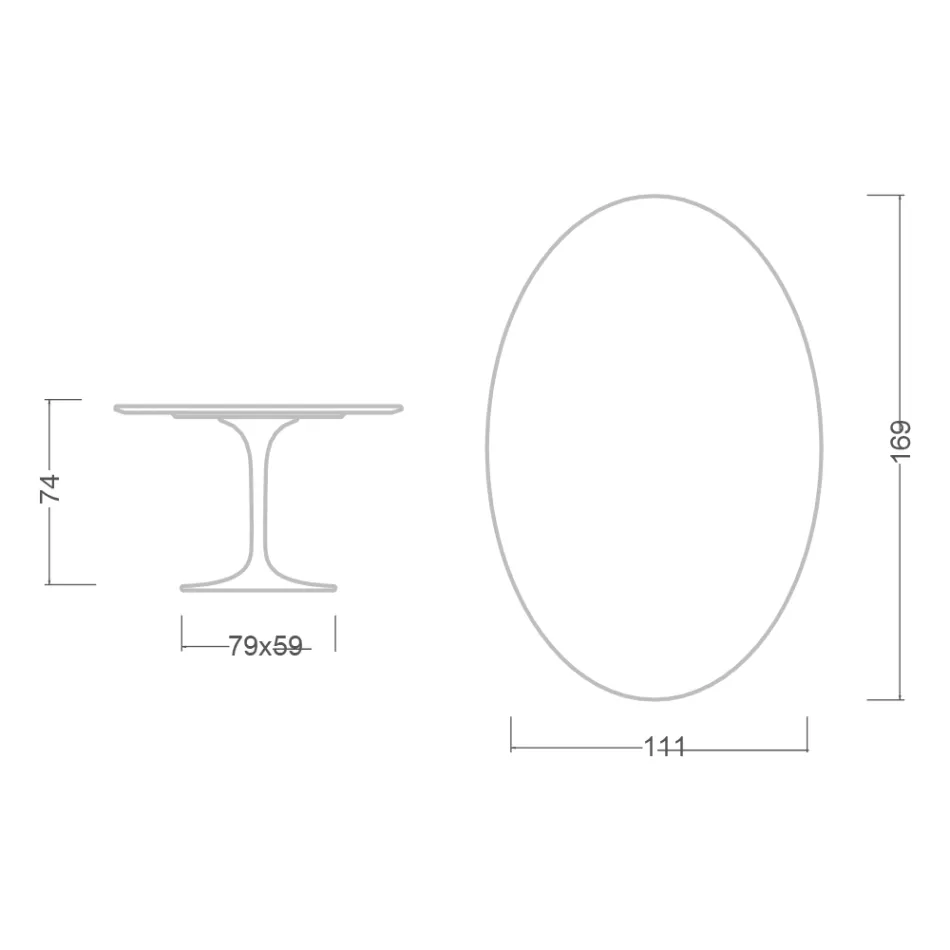 طاولة توليب إيرو سارينن H 73 بيضاوية من السيراميك الأسود الناعم مصنوعة في إيطاليا - قرمزي Viadurini