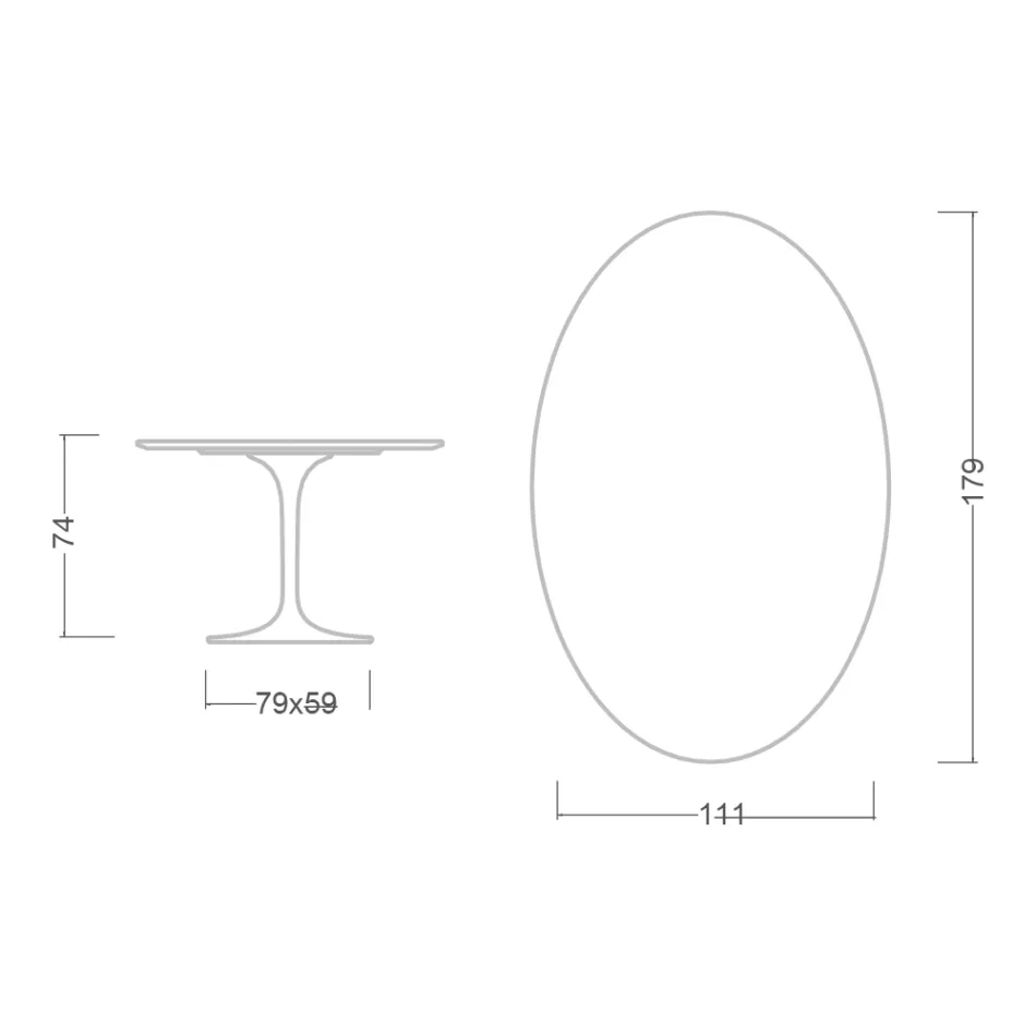 طاولة توليب إيرو سارينن H 73 بيضاوية من السيراميك نوار لوران، صنع في إيطاليا - قرمزي Viadurini