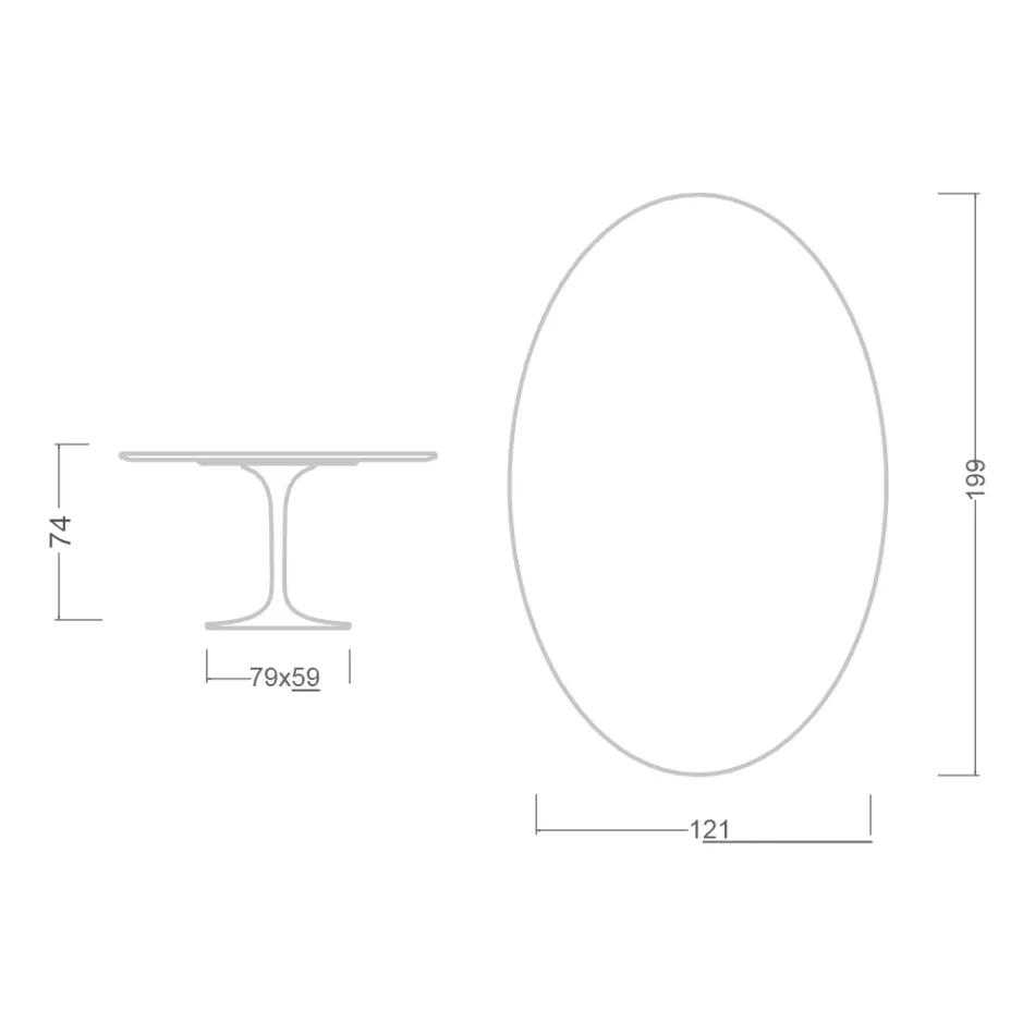 طاولة توليب إيرو سارينن H 73 بيضاوية من السيراميك نوار لوران، صنع في إيطاليا - قرمزي Viadurini