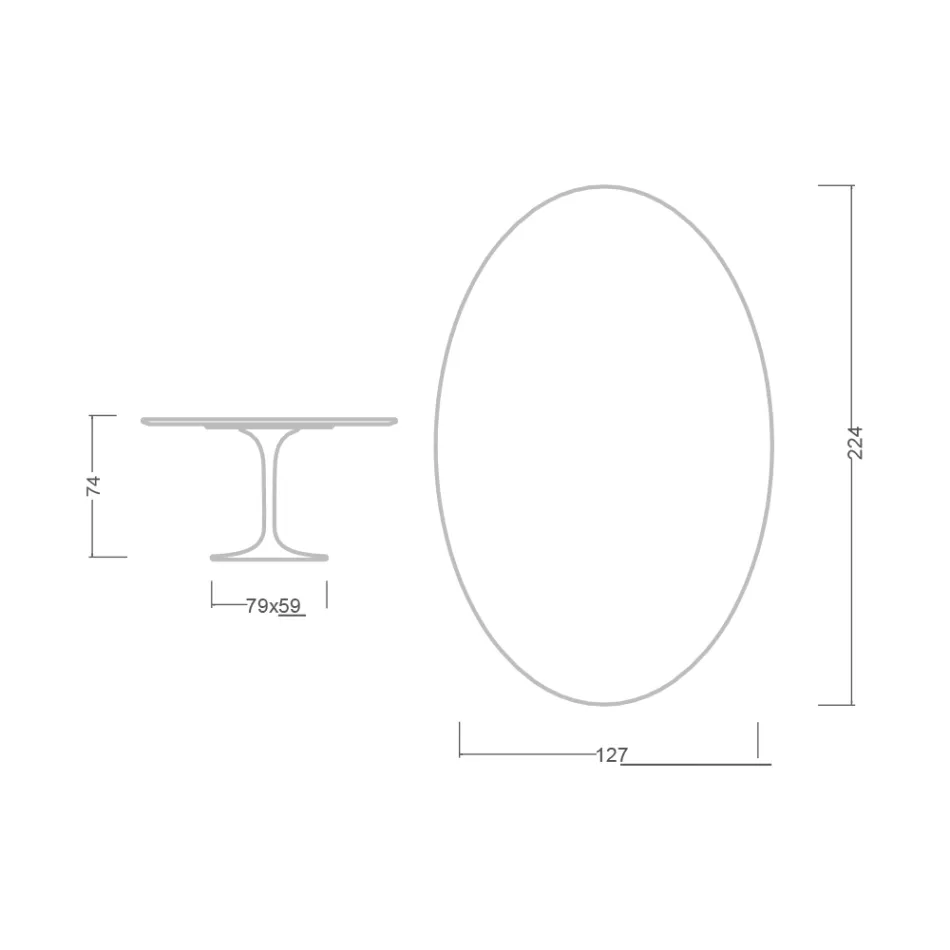 طاولة توليب إيرو سارينن H 73 بيضاوية من السيراميك، صنع في إيطاليا - قرمزي Viadurini