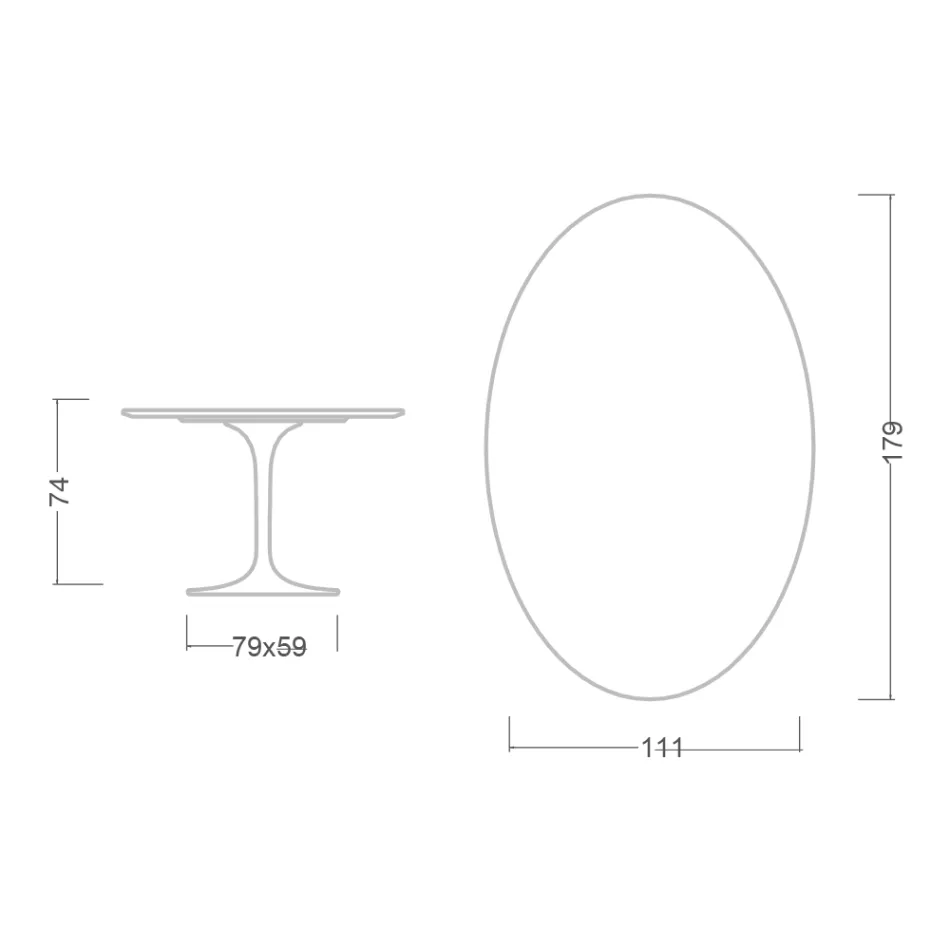 طاولة توليب إيرو سارينن H 73 بيضاوية من السيراميك سيريوس صنع في إيطاليا - قرمزي Viadurini