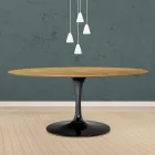 طاولة توليب إيرو سارينن H 73 بيضاوية من خشب البلوط الطبيعي، صنع في إيطاليا - قرمزي Viadurini