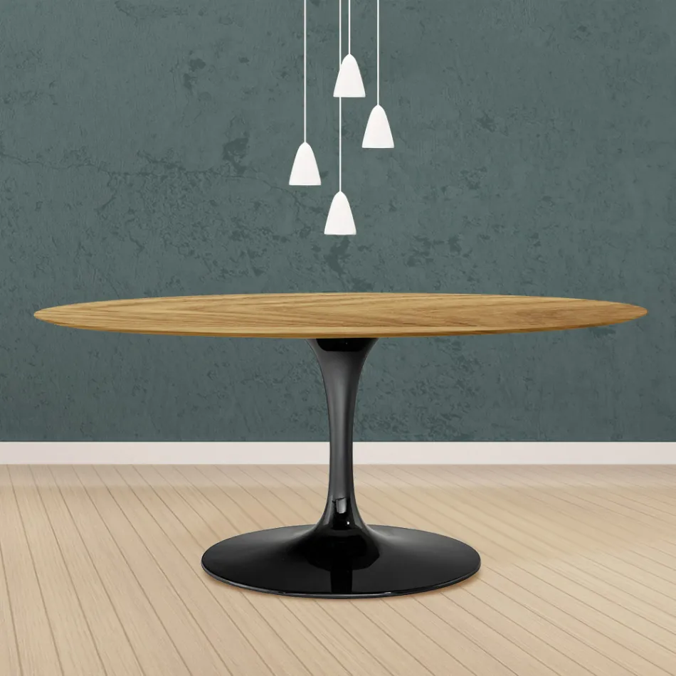 طاولة توليب إيرو سارينن H 73 بيضاوية من خشب البلوط الطبيعي، صنع في إيطاليا - قرمزي Viadurini